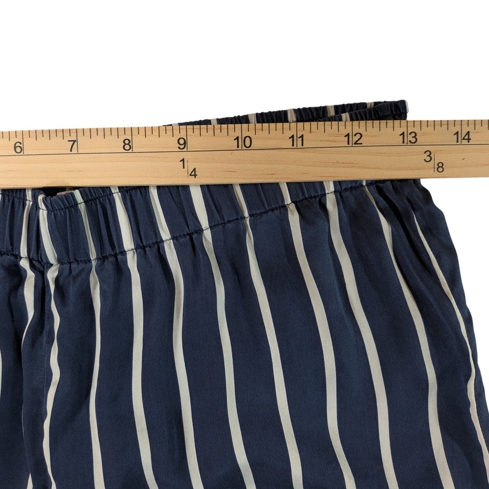 Eberjey 100% Silk Pajama Set Womens XS Navy White Stripe Long Sleeve PJ - Picture 8 of 13